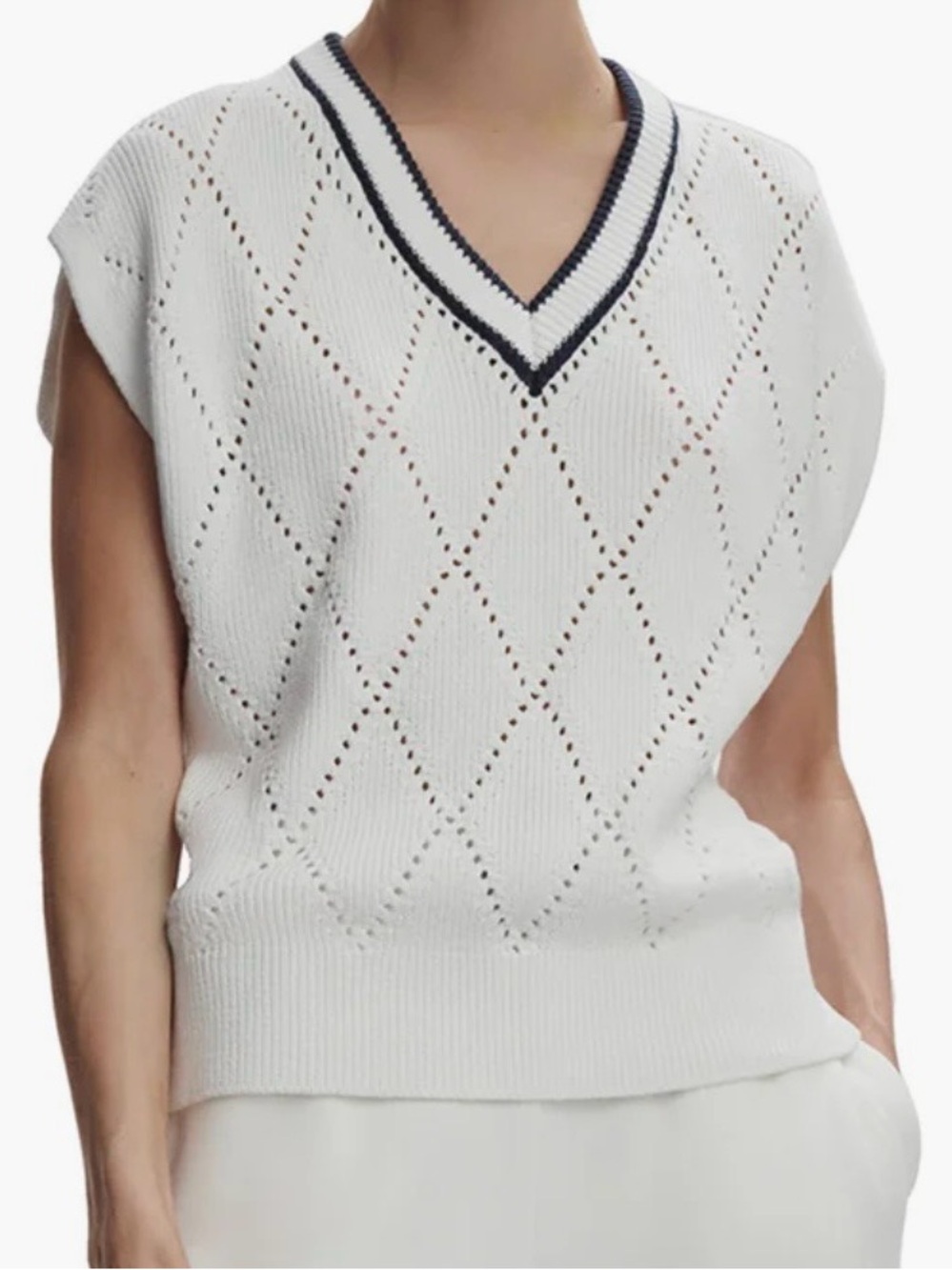 Varley Sweater Beaton Cotton White NWT Sz Med